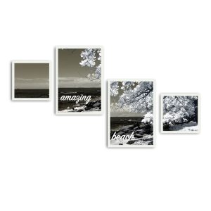 Set 4 tablouri decorative, Alpha Wall, Amazing Beach, 30x30/35x50 cm - imagine 2