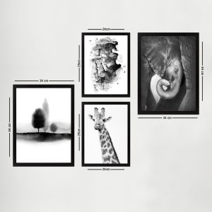 Set 4 tablouri decorative, SET_002, Lulu, 24x29 cm/34x44 cm, plastic - imagine 2