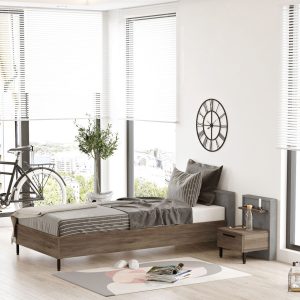 Set dormitor pentru copii, Locelso, HM9, Maro / Gri - imagine 3
