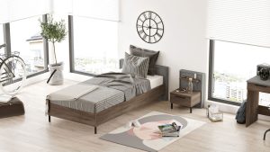 Set dormitor pentru copii, Locelso, HM9, Maro / Gri - imagine 4