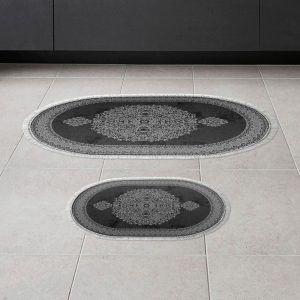 l set covoras de baie 2 bucati acasa alanur 410602 o poliester alb negru.jpg