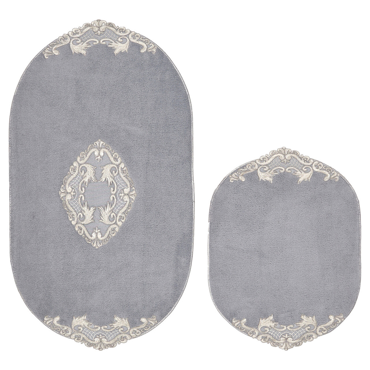 Set covorase de baie 2 piese, Alanur Home, cot-klzt5-25, Poliester, Gri 2 l set covoras de baie 2 bucati acasa alanur cot klzt5 25 poliester gri 1.jpg