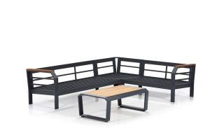 Set mobilier de gradina, Clara, Assento Köşe Gri, Gri/Negru - imagine 2