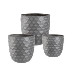 Set ghivece pentru exterior 3 piese Pyramid, Bizzotto, 44 x 44 x 43 cm, fibra de sticla, gri antracit - imagine 2