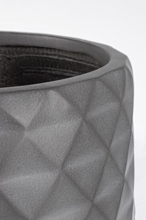 Set ghivece pentru exterior 3 piese Pyramid, Bizzotto, 44 x 44 x 43 cm, fibra de sticla, gri antracit - imagine 4