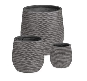 l set ghivece pentru exterior 3 piese tressage bizzotto 44 x 44 cm fibra de sticla si argila antracit 1.jpg