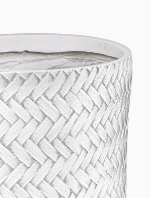 Set ghivece pentru exterior 4 piese Tressage, Bizzotto, Ø43 x 43 cm, fibra de sticla si argila, alb antic - imagine 4