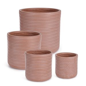 Set ghivece pentru exterior 4 piese Tressage, Bizzotto, Ø43 x 43 cm, fibra de sticla si argila, teracota - imagine 2