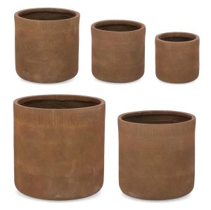 l set ghivece pentru exterior 5 piese rigo bizzotto 505 x 50 cm fibre de lut maro rusty.jpg