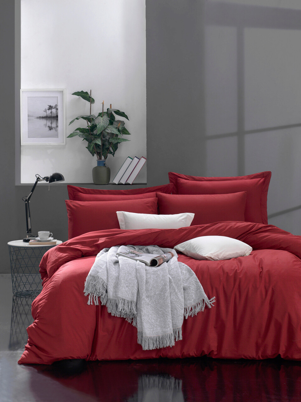 Lenjerie de pat dubla King (BL), Fresh Color - Claret Red, Mijolnir, Bumbac Ranforce 1 l set husa de pilota ranforce king bl fresh color mjolnir 100 bumbac infortat.jpg