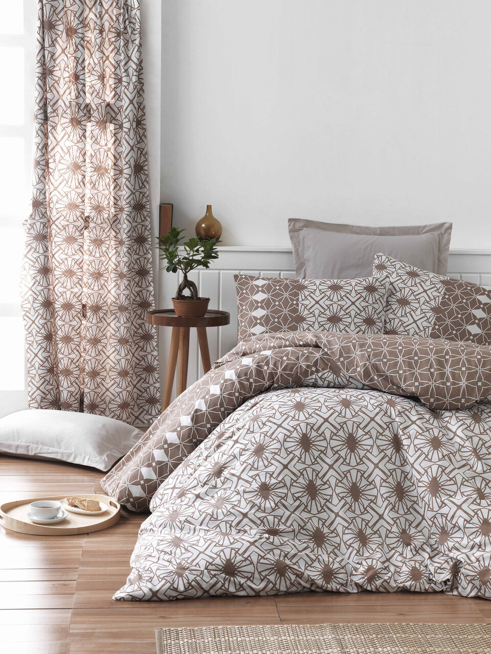 Lenjerie de pat dubla King (EU) (ES), Alize - Brown, Pearl Home, Bumbac Ranforce 1 l set husa de pilota ranforce king eu es alize perla acasa 100 bumbac infortat.jpg