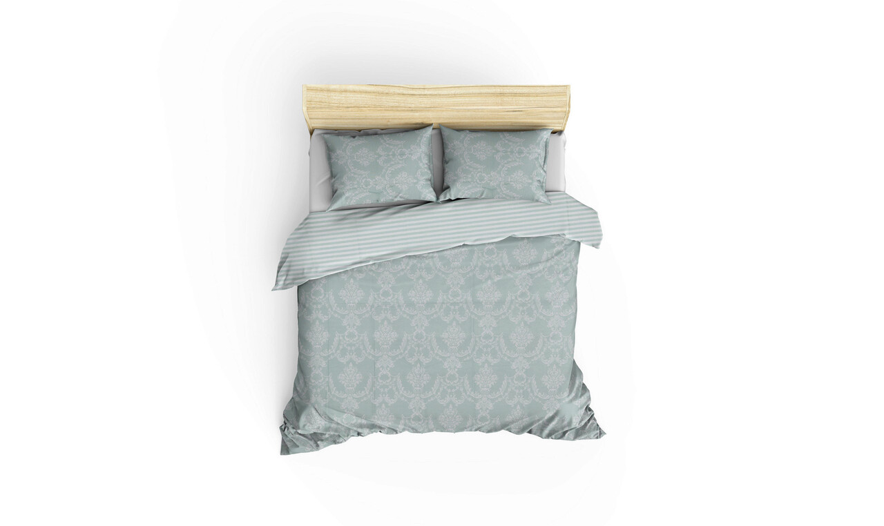 Lenjerie de pat dubla Super King (US) (ES), Pure - Water Green, EnLora Home, Bumbac Ranforce 2 l set husa de pilota ranforce super king sua es pure acasa enlora 100 bumbac infortat 1.jpg