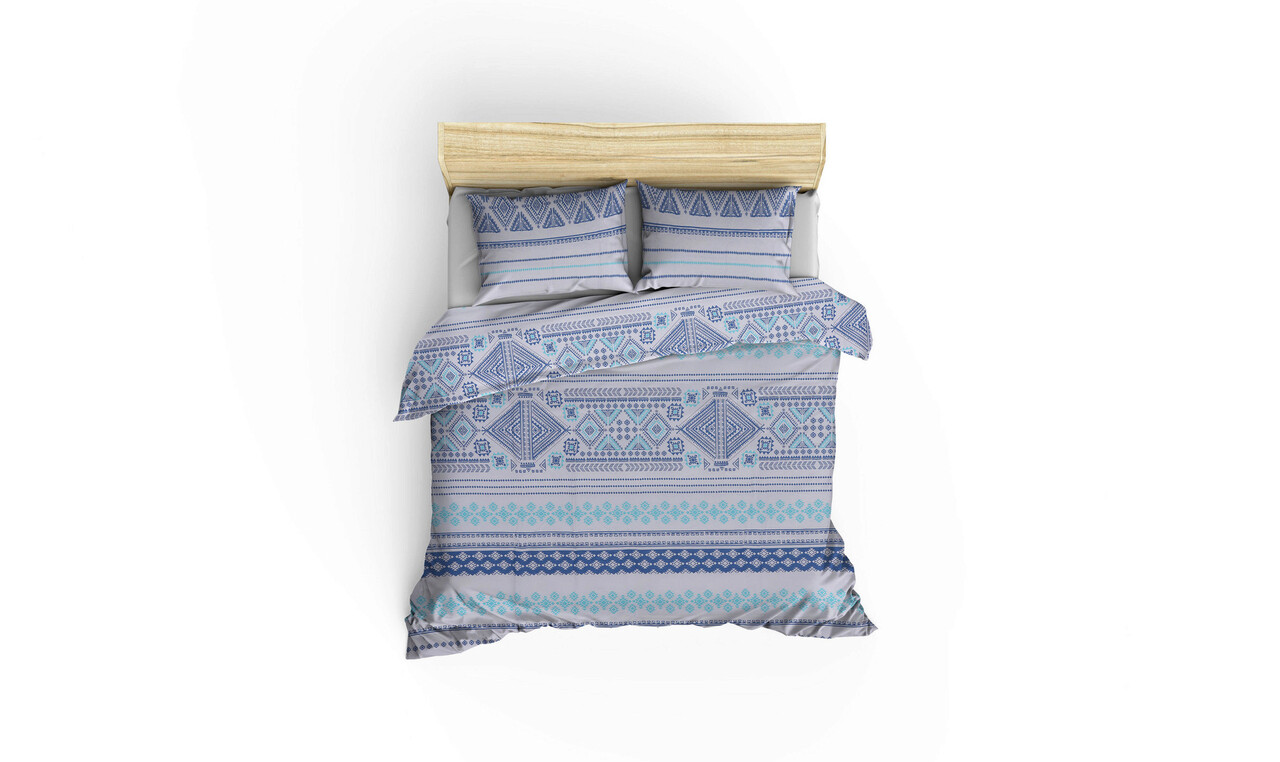 Lenjerie de pat dubla Super King (US) (ES), Zaur - Blue, Türkiz, Bumbac Ranforce 2 l set husa de pilota ranforce super king sua es zaur turcoaz 100 bumbac infortat 1.jpg