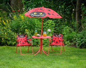 Set mobilier de gradina pentru copii Ladybug, Decoris, 4 piese, fier/poliester, rosu - imagine 2