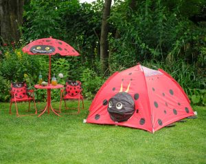 Set mobilier de gradina pentru copii Ladybug, Decoris, 4 piese, fier/poliester, rosu - imagine 3
