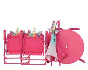 Set mobilier de gradina pentru copii Unicorn, Decoris, 4 piese, fier/poliester, roz - imagine 2