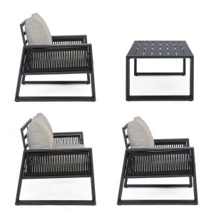 Set mobilier pentru gradina/terasa 4 piese Captiva, Bizzotto, aluminiu/textilena, carbune - imagine 6