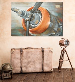 Tablou decorativ Aviator, Mauro Ferretti, 80x120 cm, pictat manual, canvas/lemn de pin - imagine 7