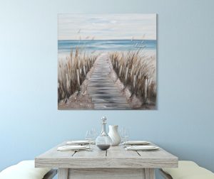Tablou decorativ Beach, Mauro Ferretti, 100x100 cm, pictat manual, canvas/lemn de pin - imagine 2