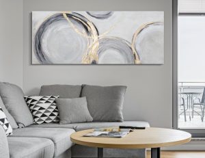 Tablou decorativ Circly, Mauro Ferretti, 150x60 cm, canvas pictat manual, multicolor - imagine 2