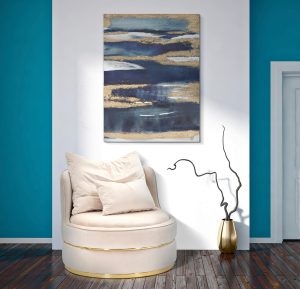 Tablou decorativ Dark Blue, Mauro Ferretti, 60x80 cm, canvas pictat manual, multicolor - imagine 2