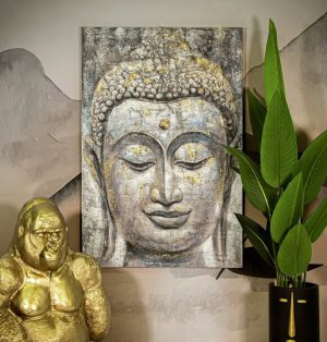Tablou decorativ, Face Buddha Light -A, Mauro Ferretti, 80 x 120 cm, canvas imprimat si pictat/lemn de pin, multicolor - imagine 2