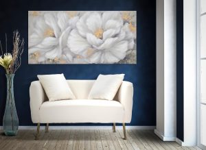 Tablou decorativ Gold Flower, Mauro Ferretti, 140x70 cm, canvas pictat manual, multicolor - imagine 2
