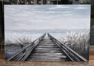 Tablou decorativ Pontile, Mauro Ferretti, 80x120 cm, pictat manual, canvas/lemn de pin - imagine 2