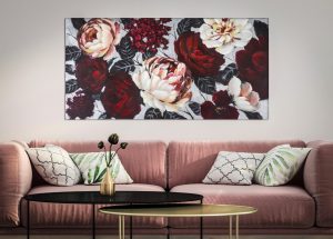 Tablou decorativ Red Flower, Mauro Ferretti, 150x76 cm, canvas pictat manual - imagine 2