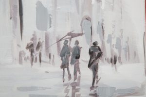 Tablou decorativ Tram -A, Mauro Ferretti, 80x80 cm, canvas pictat manual, multicolor - imagine 3