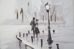 Tablou decorativ Tram -A, Mauro Ferretti, 80x80 cm, canvas pictat manual, multicolor - imagine 4