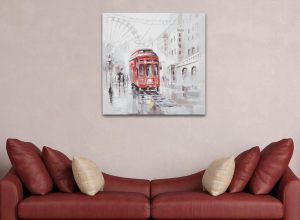 Tablou decorativ Tram -A, Mauro Ferretti, 80x80 cm, canvas pictat manual, multicolor - imagine 7