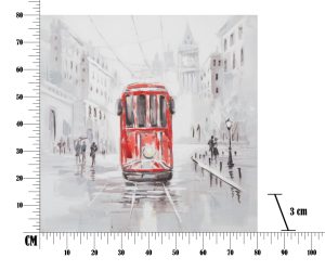 Tablou decorativ Tram -A, Mauro Ferretti, 80x80 cm, canvas pictat manual, multicolor - imagine 8