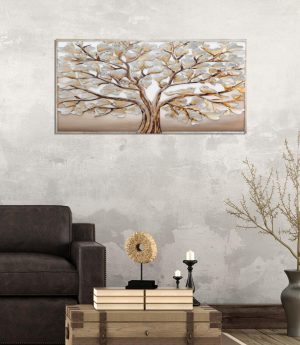 Tablou decorativ Tree Alluminium -B, Mauro Ferretti, 120x60 cm, canvas pictat manual, multicolor - imagine 2