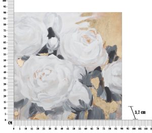 Tablou decorativ White Flowers - A, Mauro Ferretti, 90x90 cm, pictat manual, canvas/lemn de pin - imagine 7