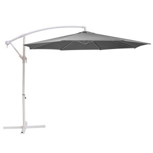 Umbrela de gradina / terasa cu picior lateral Thais, Ø300 cm, stalp Ø48 mm, aluminiu, gri