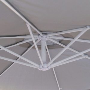 Umbrela de gradina / terasa cu picior lateral Thais, Ø300 cm, stalp Ø48 mm, aluminiu, gri - imagine 6