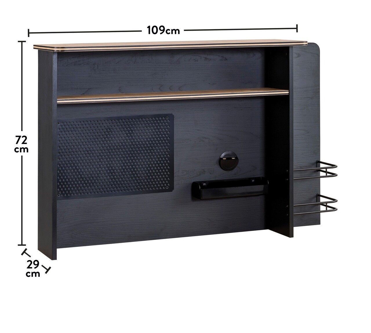 Raft pentru birou, Çilek, Black Small Study Unit, 108x71x29 cm, Multicolor 3 Raft pentru birou, Çilek, Black Small Study Unit, 108x71x29 cm, Multicolor - imagine 3