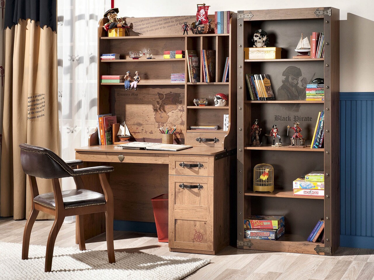 Raft pentru birou, Çilek, Pirate Study Unit, 115x106x37 cm, Multicolor 2 Raft pentru birou, Çilek, Pirate Study Unit, 115x106x37 cm, Multicolor - imagine 2