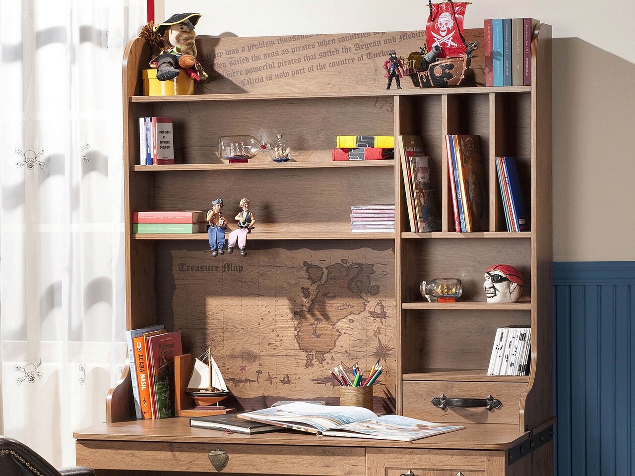 Raft pentru birou, Çilek, Pirate Study Unit, 115x106x37 cm, Multicolor 3 Raft pentru birou, Çilek, Pirate Study Unit, 115x106x37 cm, Multicolor - imagine 3