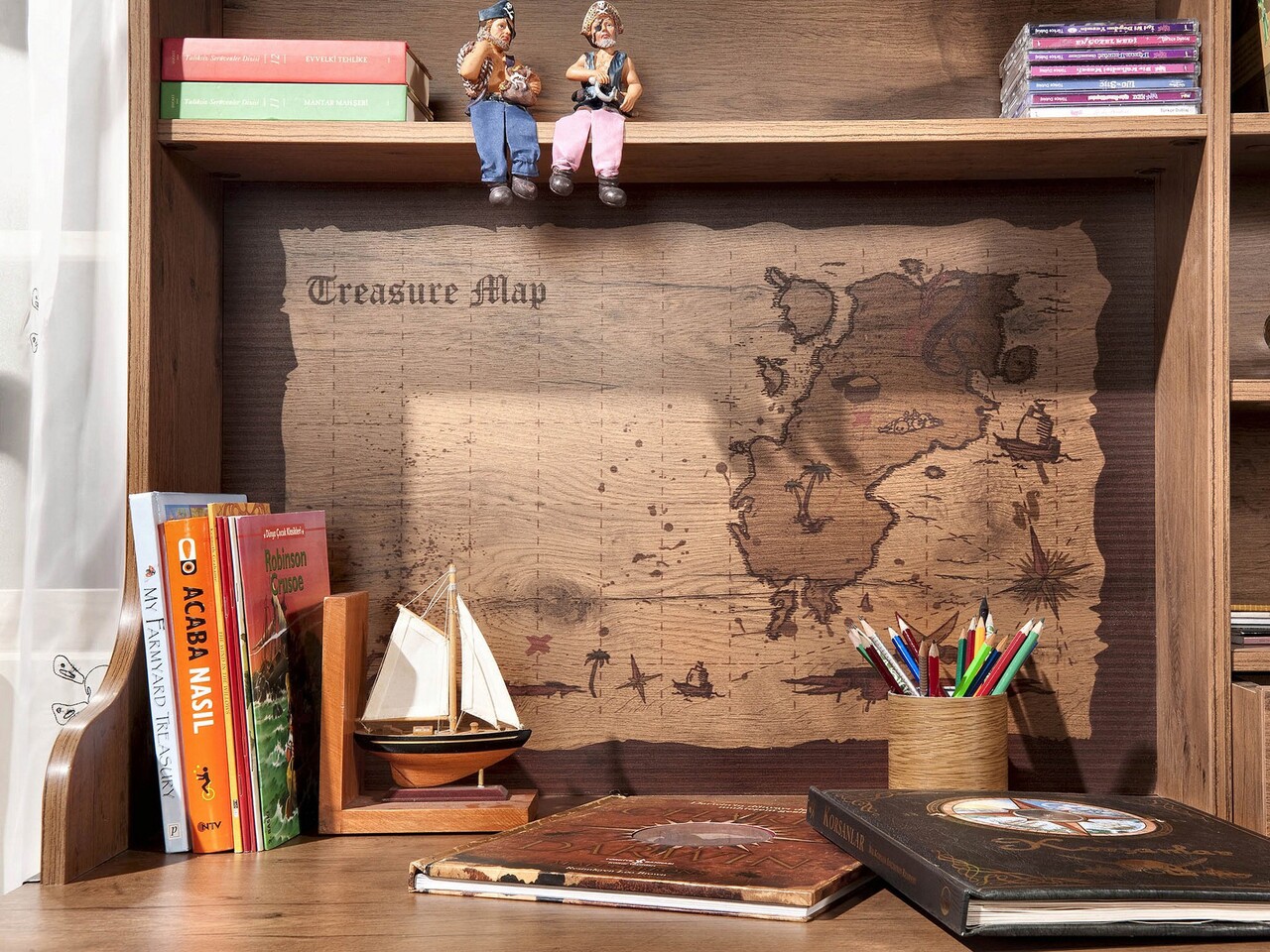 Raft pentru birou, Çilek, Pirate Study Unit, 115x106x37 cm, Multicolor 6 Raft pentru birou, Çilek, Pirate Study Unit, 115x106x37 cm, Multicolor - imagine 6