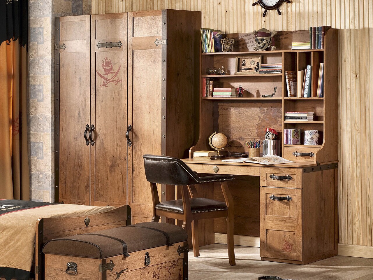 Raft pentru birou, Çilek, Pirate Study Unit, 115x106x37 cm, Multicolor 8 Raft pentru birou, Çilek, Pirate Study Unit, 115x106x37 cm, Multicolor - imagine 8