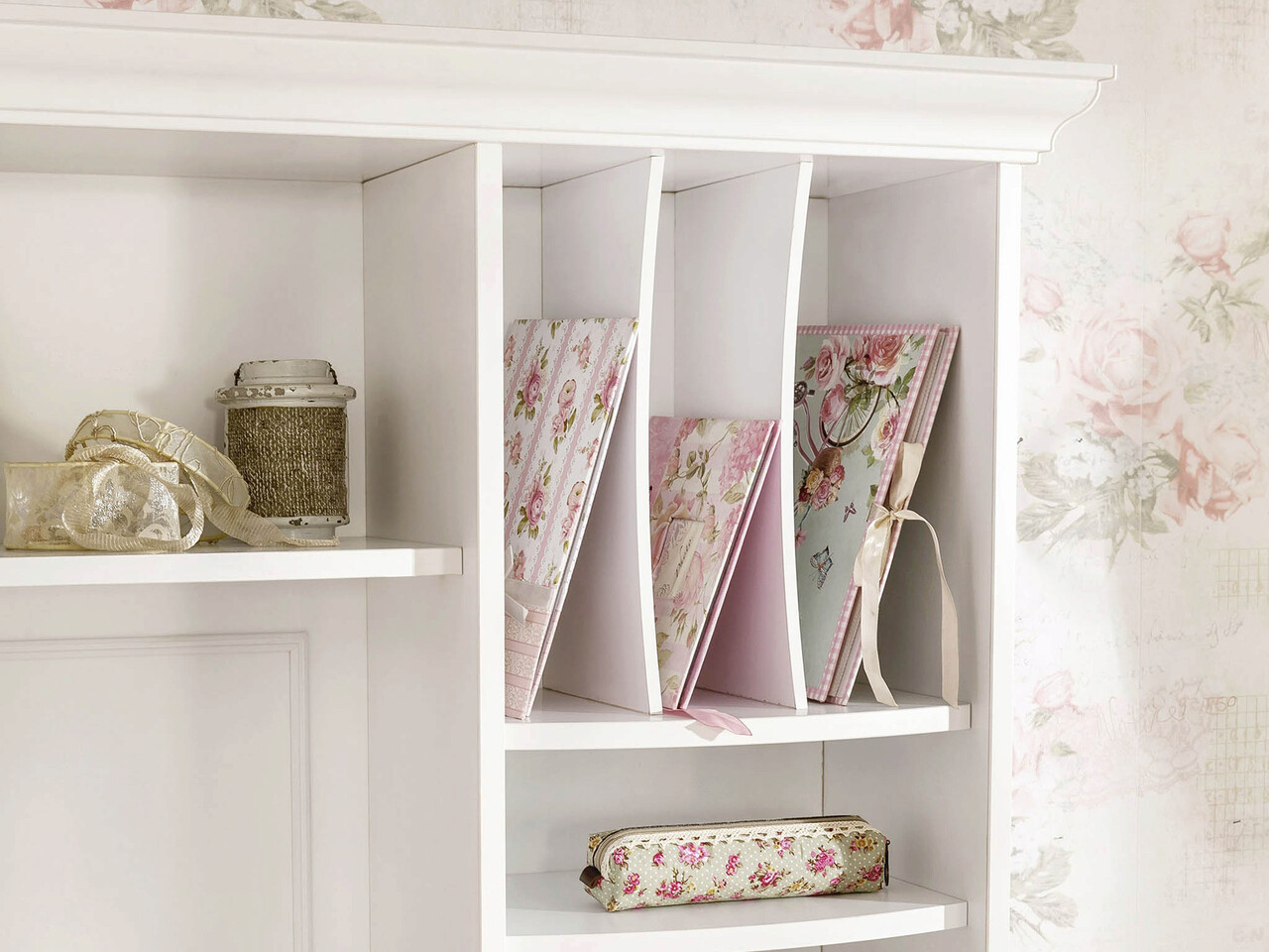 Raft pentru birou, Çilek, Romantica Study Unit, 112x94x29 cm, Multicolor 2 Raft pentru birou, Çilek, Romantica Study Unit, 112x94x29 cm, Multicolor - imagine 2