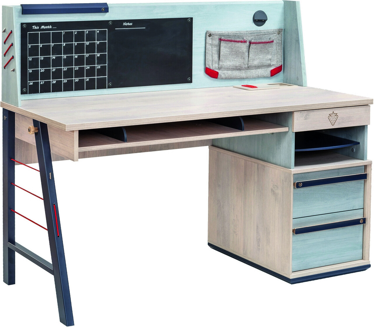 Raft pentru birou, Çilek, Trio Large Study Unit, 138x40x21 cm, Multicolor 3 Raft pentru birou, Çilek, Trio Large Study Unit, 138x40x21 cm, Multicolor - imagine 3