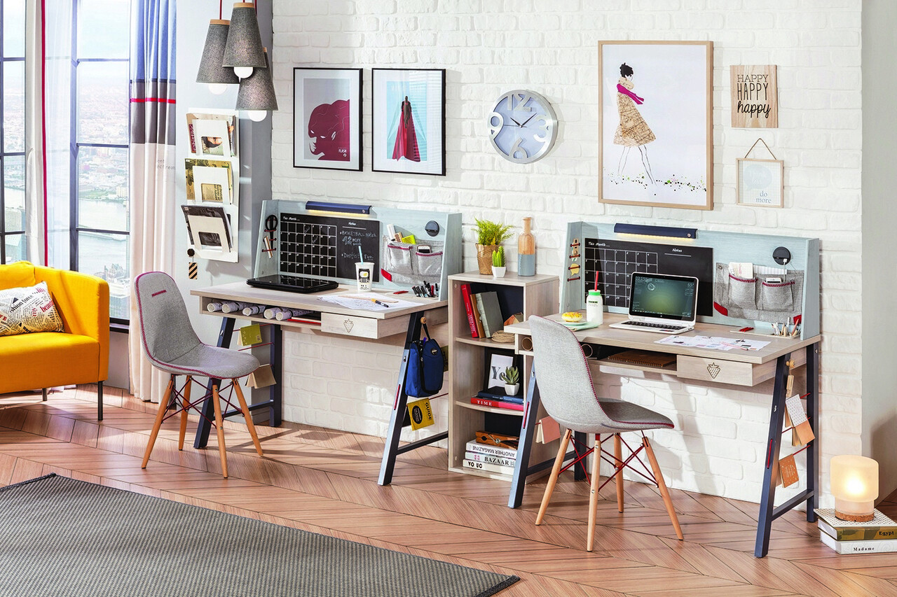 Raft pentru birou, Çilek, Trio Large Study Unit, 138x40x21 cm, Multicolor 4 Raft pentru birou, Çilek, Trio Large Study Unit, 138x40x21 cm, Multicolor - imagine 4