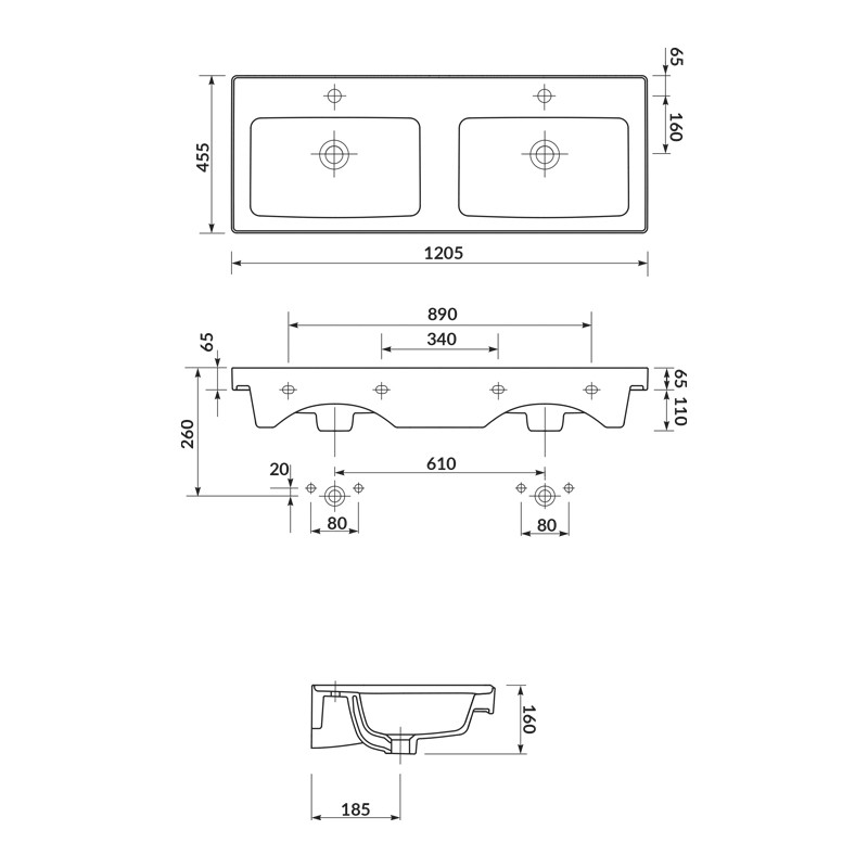 Lavoar dublu pentru mobilier, Cersanit, Crea, 120 cm, alb 3 lavoar dublu pentru mobilier cersanit crea 120 cm alb30328.jpg