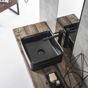 lavoar pe blat fluminia my black box patrata cu ventil negru mat14171.jpg