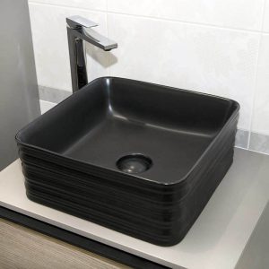 lavoar pe blat fluminia my black box patrata cu ventil negru mat31680.jpg