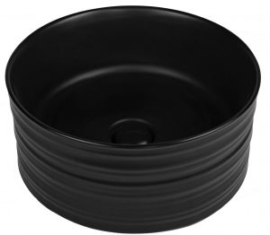 lavoar pe blat fluminia my black circle rotund cu ventil negru mat31739.jpg