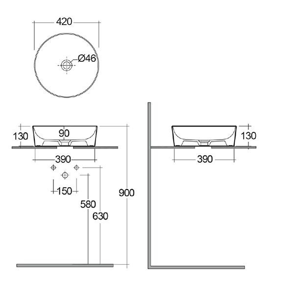 Lavoar pe blat, RAK, Feeling, rotund, diametrul 42 cm, negru mat 2 lavoar pe blat rak feeling rotund diametrul 42 cm negru mat24595.jpg